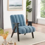 Modern Teddy Accent Chair, Lounge Chair with Espresso Wood Frame