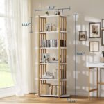 6-Tier Industrial Bookshelf – 71 Inch Tall Narrow Storage Rack with Metal Frame - Image 7