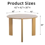 Modern Round Wooden Dining Table for 4 with 3-Leg Base – Brown Finish - Image 6
