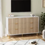Modern 6-Drawer Dresser for Bedroom with Gold Handles – Large Storage Dresser - Image 4