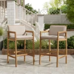 Woven Acacia Wood Bar Stools with Cushions – Set of 2, Durable & Stylish Design - Image 6