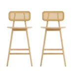 Wooden Bar Stools with Solid Wood Seat & Rattan Back – Counter Height Design - Image 4