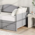 Twin Size Daybed with Trundle, Solid Wood Sofa Bed with Slat Support - Image 7