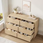Chest of Drawers with Metal Handles & Wooden Sturdy Base – Modern 6-Drawer Storage Dresser - Image 2