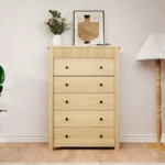 Wooden Chest of 5 Drawers – Tall Storage Organizer Cabinet