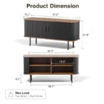 Media Storage Cabinet with Tambour Sliding Doors, TV Stand & Buffet Sideboard - Image 5