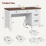 Executive Farmhouse Home Office Desk with 4 Drawers and File Cabinet - Image 2