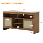 Wooden TV Stand with 4 Open Shelves and 2 Door Cabinets - Image 5