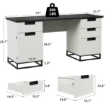 Executive Desk with File Drawer, Storage Cabinet & 3 Drawers - Image 3