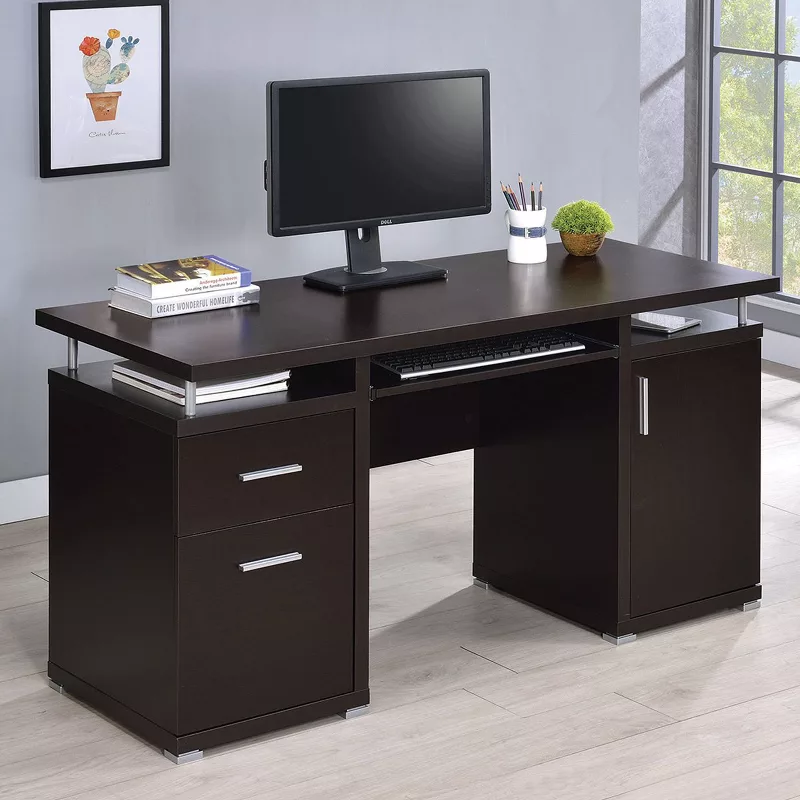 GUEST_e2ae459c-870e-4dd8-9016-7e84573e1a91 Writing Desk with 2 Storage Drawers & Cabinet – Modern Office & Study Table - Image 1