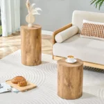 Wooden Round End Table – Brown MDF Side Table - Image 4