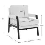 Modern Chenille Armchair, Upholstered Accent Chair with Removable Back Cushion - Image 5