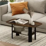Industrial 2-Tier Rectangular Coffee Table for Living Room