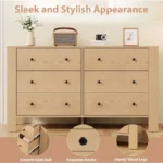 Wooden Chest of Drawers for Bedroom, Entryway & Hallway – Modern 6-Drawer Storage Cabinet - Image 3