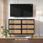 Modern Double Dresser Chest for Living Room – Wide Storage Dresser with Safety Features - Image 2