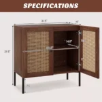 Costway Rattan Buffet Sideboard Cabinet with Adjustable Shelf - Image 5