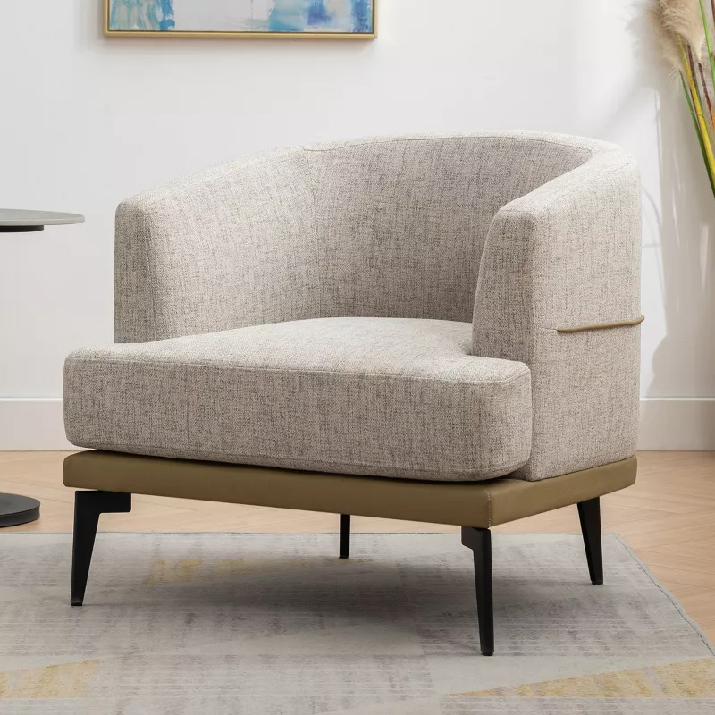 GUEST_e53ea020-a491-4922-8e49-59a3d92c6612 Modern Two-Tone Barrel Fabric Chair - Image 1