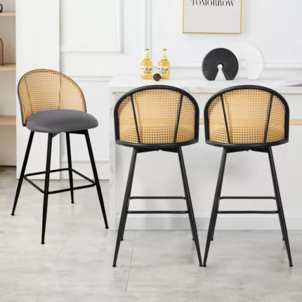 Mid-Century Modern Swivel Bar Stools Set of 3 with Faux Leather – Stylish & Durable Design