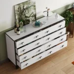 Multifunctional Chest of Drawers for Living Room – White Wide Storage Cabinet - Image 2