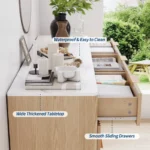 Luxury Wooden Chest of 9 Drawers with Elegant Gold Handles - Image 2