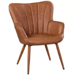 Leather Accent Chair Upholstered Armchair, Retro Brown - Image 6
