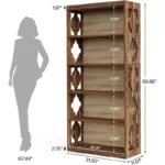 Lantine 6-Tier Freestanding Bookshelf – Tall Wooden Book Display Rack for Home & Office - Image 4