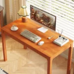 Mid-Century Modern Wooden Desk with Two Drawers - Image 2
