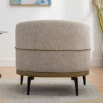 Modern Two-Tone Barrel Fabric Chair - Image 2