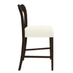 Solid Wood Open Back Counter Height Bar Stools with Cushioned Seat – Beige/Dark Brown, Set of 2 - Image 8