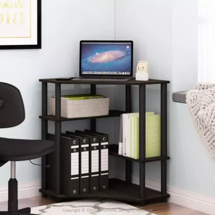 Triangle Corner Computer Desk – Reversible Space-Saving Design with Drawer