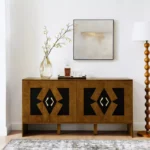 Mid-Century Modern Sideboard Buffet Cabinet with 4 Doors & Storage Shelves