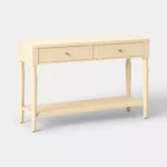Turned Wood Console Table with Two Drawers – Natural Finish - Image 5