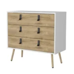 3-Drawer Wood Finish Chest of Drawers with Legs – Modern Storage Cabinet - Image 2