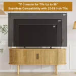 Wood Media Console Table with Storage and Sliding Door – TV Stand for Up to 55-Inch TVs - Image 4
