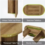 Oval Dining Table for 4–6 with Metal Strip Pedestal Base – 63" Black Wood Top & Brown Frame - Image 3