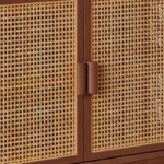 Modern Wooden TV Stand with Doors and Fixed Shelves – 54.1 Inch Media Console - Image 2