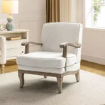 Wooden Armchair with Comfortable Backrest and Cushion