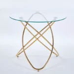Round Glass Dining Table for 4 with Gold Metal Pedestal Base – 35.4" Clear Tempered Glass Top - Image 6