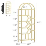 6-Tier Arched Bookcase – 81.7" Tall Geometric Open Storage Display Shelf - Image 4