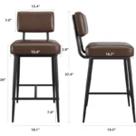Bar Stools Set of 2, 26" Faux Leather with Metal Frame – Adjustable & Modern Design - Image 5