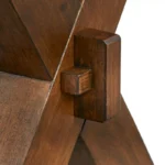 Live Edge Trestle Dining Table for 4 – 61" Solid Rubberwood Table with Criss-Cross Base, Brown - Image 4