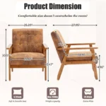 Mid-Century Modern Accent chair，Leisure Chair with Solid Wood Armrest - Image 3