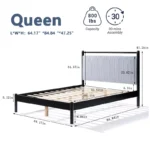 Queen/Full Size Black Solid Wood Platform Bed Frame - Image 4
