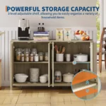 Fluted Sideboard Buffet Cabinet with Adjustable Shelves - Image 3