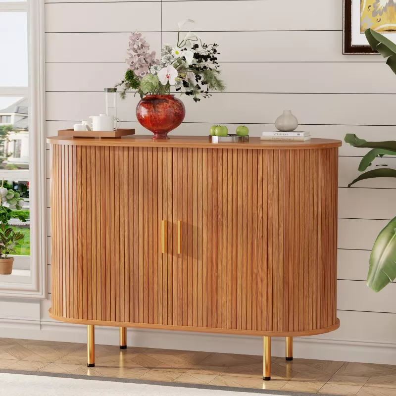 GUEST_f086380b-5242-489b-9f1c-ad18adbdb535 Solid Wood Sideboard with Tambour Sliding Doors - Image 1