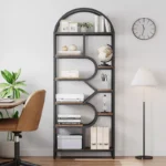 6-Tier Arched Bookcase – 81.7" Tall Geometric Open Storage Display Shelf - Image 4