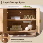 Media Console with Adjustable Shelves & Large Storage – Wooden TV Stand with Doors - Image 5