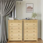 Wooden Chest of 5 Drawers – Tall Storage Organizer Cabinet - Image 5