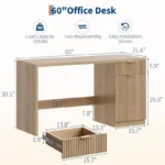 Modern Desk with Drawer and Enclosed Storage Cabinet - Image 3