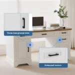 Wooden Home Office Desk with File Cabinet - Image 5